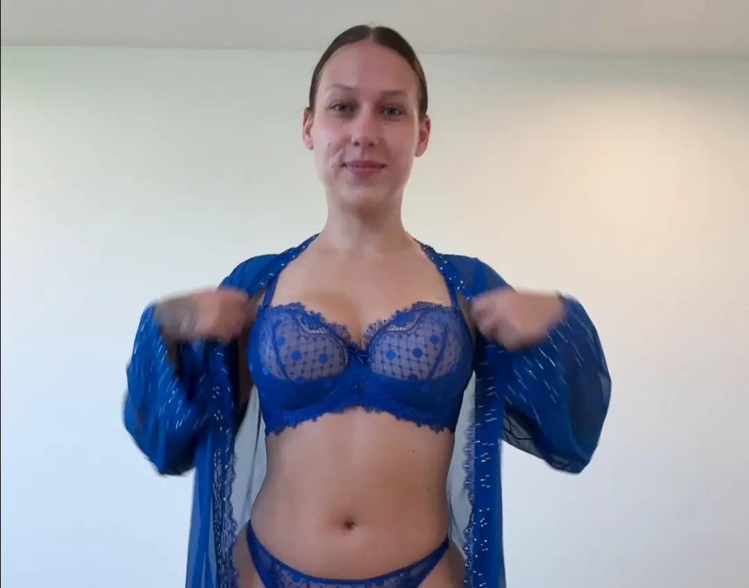 Blue Lingerie Cum Countdown + Tongue Out